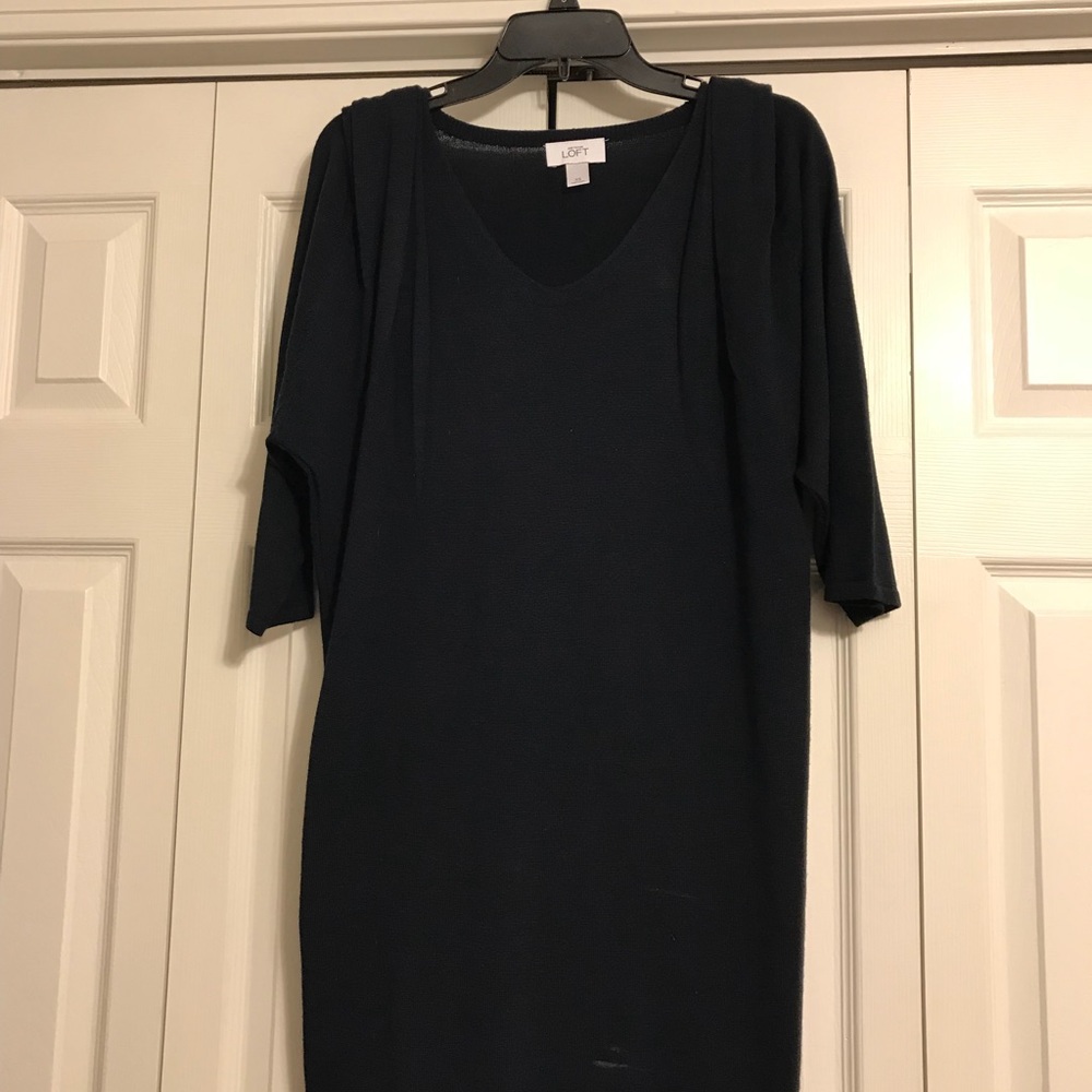 Ann Taylor Loft Navy Blue Sweater Dress
